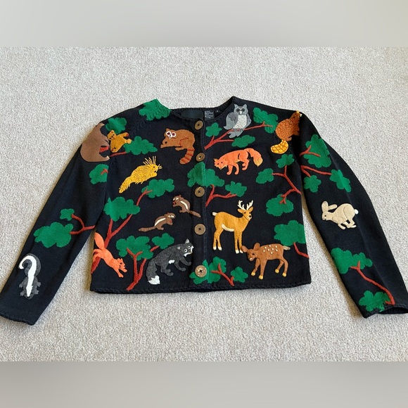 Michael Simon Sweaters - Michael Simon M Forest Animals Sweater Cardigan Embroidered